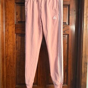 Adidas Pink Joggers with White Stripes